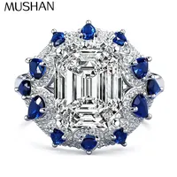 Bague en argent sterling 925 de la marque MuShan, sertie de diamants Moissanite, bague formelle pour femme, plaquée or véritable 18 carats, bagues brevetées MST
