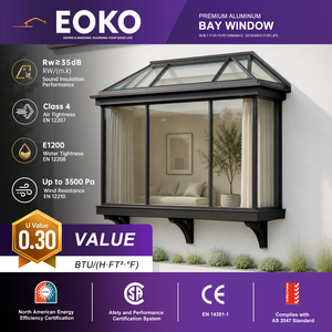 Fenêtre à <span class=keywords><strong>baie</strong></span> en aluminium certifiée NFRC EOKO, résistante aux ouragans, avec grilles, joint d'étanchéité, pour balcon, fenêtre à <span class=keywords><strong>baie</strong></span> pour maison - Product Image 1