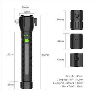 Hoge Kwaliteit Multifunctionele Outdoor Led Oplaadbare Zaklamp