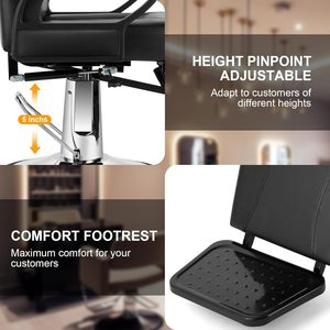 Custom High Quality All Black Belmont Antique <strong>Barber</strong> <strong>Chair</strong> Matte Black <strong>square</strong> with Headrest at Price in French Black Friday - Product Image 5