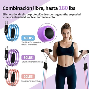 Bandes élastiques musculaires en caoutchouc naturel Fokky, 5 niveaux d'élasticité, réglables, antidérapantes, avec poignées d'ancrage pour porte, sangle de cheville pour Pilates - Product Image 2