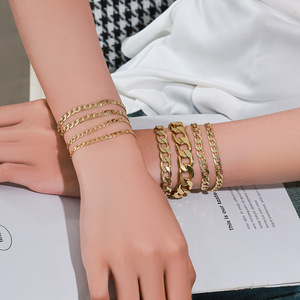 XUPING Gioielli all'ingrosso: Bracciale a catena cubana elettroplaccato, semplice, personalizzato, alla moda, hip hop, unisex, per coppie - Product Image 2