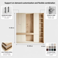 Armoire compacte en bois massif moderne avec poignées, armoire autoportante pour villa, appartement, chambre à coucher - Offre spéciale
