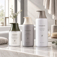 Bouteilles PET de 300, 500, 750 ml pour shampoing, savon pour le corps, lessive avec pompe à lotion plate, couleur personnalisée, emballage cosmétique pour soins personnels