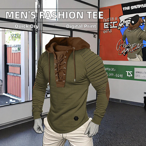 RNSHANGER T-shirts et Sweat-shirts Homme Style Gothique Manches Longues Automne Printemps Décontracté Couleur Unie Tissu Peigné Design Uni - Product Image 2