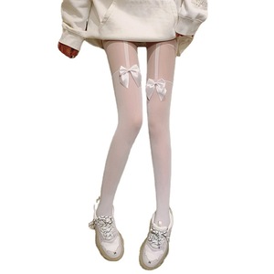 Bow Tie Stockings Sheer Thin Cotton Women's Over The Knee Suspender Style Pantyhose For Spring Autumn - Product Image 5