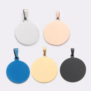 Custom Printed Flat Surface Round Stainless Steel Dog Tags Color Plated Nameplate for Engraving Silk Screen & Embossing Printing