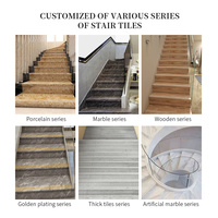 Carrelage d'intérieur en céramique de marbre gris brillant émaillé antidérapant pour escalier