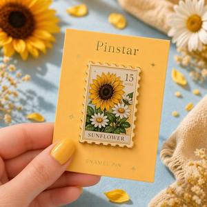 Gran Oferta: Insignias de Esmalte Suave y Duro Impresas, Venta al por Mayor, Diseño Flor y Luna, Artesanía Metálica, Regalo, Insignias de Solapa Personalizadas, Estampadas con Tarjeta Personalizada - Product Image 3