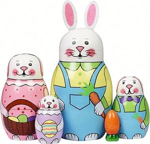 Poupées gigognes russes Matryoshka en bois, ensemble empilable, jouets faits à la main pour enfants, cadeau de Noël ou d'anniversaire - Product Image 2