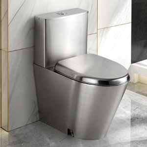 WC monobloc de haute qualité en acier inoxydable avec couvercle, pour prison, modèle S-9111W - Product Image 1