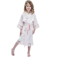 Vente en gros Kimono pour enfants en soie satinée et à paillettes dorées pour les anniversaires de mariage de filles de couleur unie personnalisé Robes de soirée spa