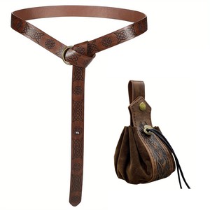 Set di Accessori per Costume di Halloween per <span class=keywords><strong>Uomo</strong></span>, Cintura da Cavaliere <span class=keywords><strong>Medievale</strong></span>, Fodero per Spada Vichinga, Borsa Vintage, Accessori per Cosplay per Adulti - Product Image 6
