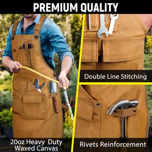 Heavy Duty 20 oz tela da lavoro bavaglino grembiule con 9 tasche per la lavorazione del legno negozio grembiule per gli uomini in ristoranti acquirenti commerciali - Product Image 4