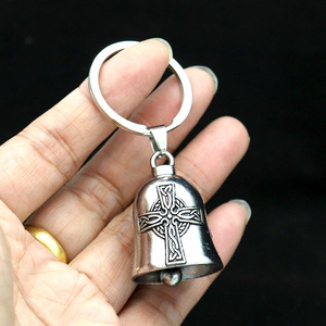 Llavero con Cruz, Colgante Religioso de Aleación de Zinc, Anillo de Metal Hecho a Mano, Forma Redonda, Grabado en Relieve - Product Image 1