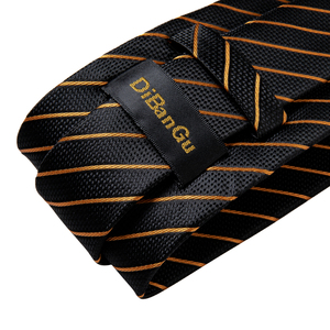 Ensemble <span class=keywords><strong>cravate</strong></span> <span class=keywords><strong>de</strong></span> <span class=keywords><strong>luxe</strong></span> 8 cm <span class=keywords><strong>pour</strong></span> <span class=keywords><strong>homme</strong></span>, 100% soie jacquard, rayures noires et or, avec pochette <span class=keywords><strong>de</strong></span> costume et boutons <span class=keywords><strong>de</strong></span> manchette, cadeau <span class=keywords><strong>de</strong></span> mariage - Product Image 3