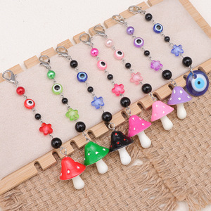 Porte-clés coloré en forme de champignon, pendentif breloque pour sac en résine avec motif œil porte-bonheur, en alliage de zinc portable, Hiver 2024, Origine Yiwu - Product Image 3