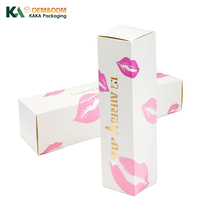 Boîte cadeau blanche personnalisée avec couvercle, impression lèvres roses, marquage à chaud or, emballage cosmétique de luxe, déballage artisanal par KAKA