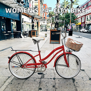 <span class=keywords><strong>Vélo</strong></span> <span class=keywords><strong>de</strong></span> <span class=keywords><strong>ville</strong></span> à une vitesse pour femmes, 24 pouces, design classique, unisexe, cadre en acier haute teneur en carbone, confortable et sûr, capacité <span class=keywords><strong>de</strong></span> 150 kg, 24*1.75 - Product Image 1