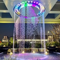 Décor de bar moderne, mur d'art cascade de luxe, écran de séparation en acier inoxydable avec boule à bulles LED