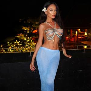 진주 CAMIS 조끼 태슬 바디 체인 섹시 비즈 브라탑 메탈 비키니 커버 숏 레이브 페스티벌 주얼리 - Product Image 3