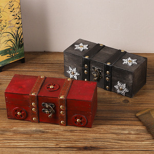 Mystic Arts Vintage Wooden Jewelry <b>Box</b> With Lock <b>Red</b> Decorative Storage <b>Box</b> For Desk Use - Product Image 2