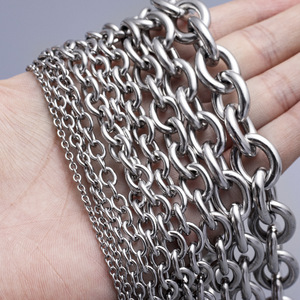 Chaîne en acier inoxydable ronde en forme de O, chaîne croisée, pour collier et bracelet DIY, chaîne de base tendance, apprêts de bijoux personnalisés - Product Image 3