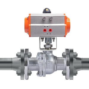 Válvula de Bola Neumática de 2 Pulgadas, 12V 24VDC, CF8, Acero Inoxidable, Tipo Brida, PTFE - Product Image 1