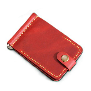 Mens Burgundy Vintage Retro Moneyclip Wallet Genuine Cowhide Credit Cardholder Crazy Horse Leather Money Clip Minimalist Wallets - Product Image 5
