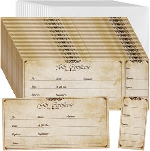 Certificados de Regalo en Blanco para Empresas con Tarjetas de Regalo con Lámina Dorada y Sobres para Restaurantes, Vales Personalizados para Clientes - Product Image 3