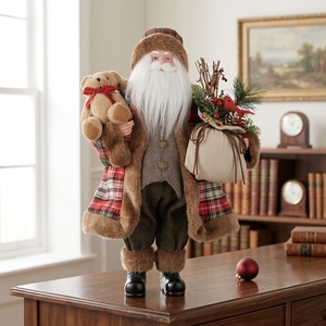Figurine de Père Noël en Plaid Rouge pour la Décoration de la Maison, Célébration des Fêtes, Luxe - Product Image 2