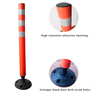 เสาจราจรพลาสติกแบบยืดหยุ่น ป้ายจอดรถ เสา PE แบบยืดหยุ่นพร้อม PVC สีดำ - Product Image 6