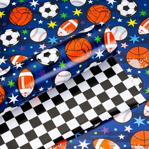 Baseball <b>Wrapping</b> <b>Paper</b> Roll 23.4 Square Feet Reversible Sports Design For Boys Birthday Gift Wrap Craft Use - Product Image 1