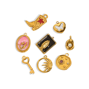 Collection Or Baroque |   Pendentifs en acier inoxydable plaqué or 18K PVD pour la fabrication de bijoux DIY |   Imperméable, Hypoallergénique - Product Image 5