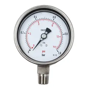 HUBEN Wika Manômetros de Aço Totalmente Inoxidável Com/Sem Enchimento Líquido, Tipo de Conexão 1/2 "NPT (Conexão Inferior)