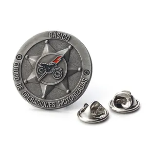Custom Enamel Lapel Pins Logo Emblems And Badges 3D Metal Zinc Alloy Antique Black Copper Plated Round Pin Badge