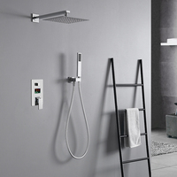 Robinet de douche mural en laiton avec contrôle de la température chaude et froide, affichage numérique LED, mitigeur thermostatique encastré