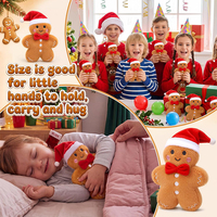 Vente en gros de jouets en peluche de Noël personnalisés de 6 pouces en forme de pain d'épices avec chapeau de Père Noël et nœud papillon à carreaux pour la décoration de l'arbre de Noël et les cadeaux de fête