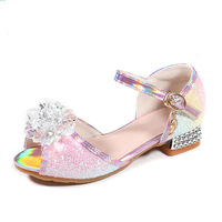 Tong fille talon haut arc-en-ciel Sequin fête chaussures quotidiennes fille scène anniversaire princesse chaussures