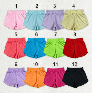 Shorts Deportivos Sólidos para Niñas en 12 Colores, Cintura Alta Elástica, Tela Suave, para Baile, Animación y Yoga - Product Image 1