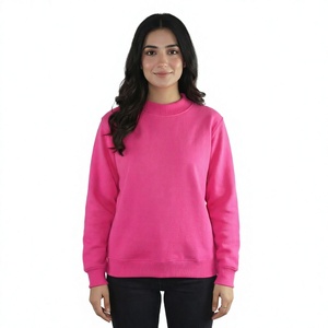 Suéter Rosa de Cuello Redondo, Corte Regular, Tejido de Punto, Color Sólido, Estilo Casual Unisex para Otoño - Product Image 3