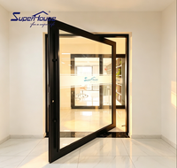 Porte pivotante centrale en aluminium anti-corrosion D2015 avec revêtement en poudre et grande ventilation pour magasin, balcon, immeuble de bureaux en Floride