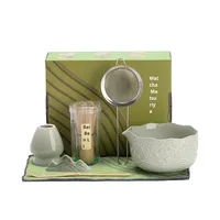 Service à thé matcha en fleurs de cerisier en relief 4 pièces support de fouet en céramique cuillère en bambou tamis Matcha outil de fabrication outils de thé de style japonais