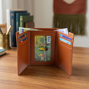 Men's Slim Genuine Leather Bifold <b>Wallet</b> <b>RFID</b> Blocking ID Window Durable No Zipper Closure Convenient Small Travel Card Holder - Product Image 2
