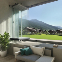 Porte coulissante de balcon, porte pliante en verre sans cadre de 10 mm pour patio extérieur, porte pliante en verre résidentielle, fenêtre