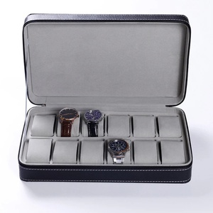 6/10/12 Slots Portable Leather Watch <b>Box</b> Your Watch Good Organizer Jewelry Storage <b>Box</b> Zipper Easy Carry Men Watch <b>Box</b> New - Product Image 4