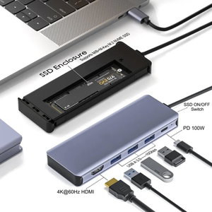 Ikatak New 6 trong 1 USB C HUB M.2 NVMe SSD bao vây Tương thích với <span class=keywords><strong>Mac</strong></span> <span class=keywords><strong>Pro</strong></span>/không khí/Dell/Lenovo Cổ Phiếu có sẵn - Product Image 3