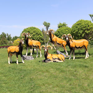 รูปปั้นแพะหินเรซินที่ทนทานรูปปั้นสัตว์ป่าทำด้วยมือกลางแจ้งเครื่องประดับสัตว์ที่สง่างามสำหรับตกแต่งสวน - Product Image 5