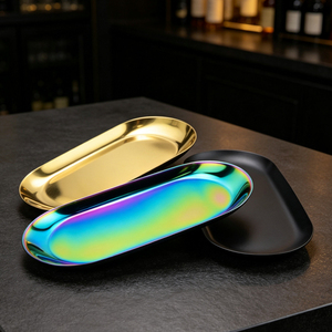 Custom Metal Oval <b>Tray</b> 7 inch Small Shallow Oval Metal <b>Stainless</b> <b>Steel</b> Storage <b>Tray</b>,18x8.5cm Service <b>Trays</b> - Product Image 3