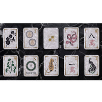Tekstur Cangkang Mutiara Ubin Mahjong Amerika Set Lengkap Pola Hewan Zodiak Bunga Cina Ubin Permainan Mahjong Akrilik Putih